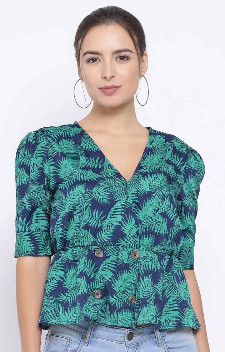 Tropical Stella Button Women’S Top