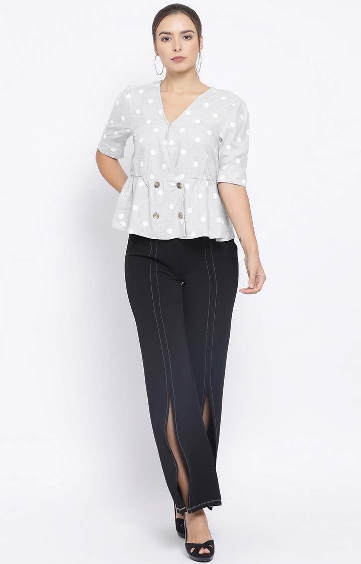Emerald Solitaire Button Women’S Top