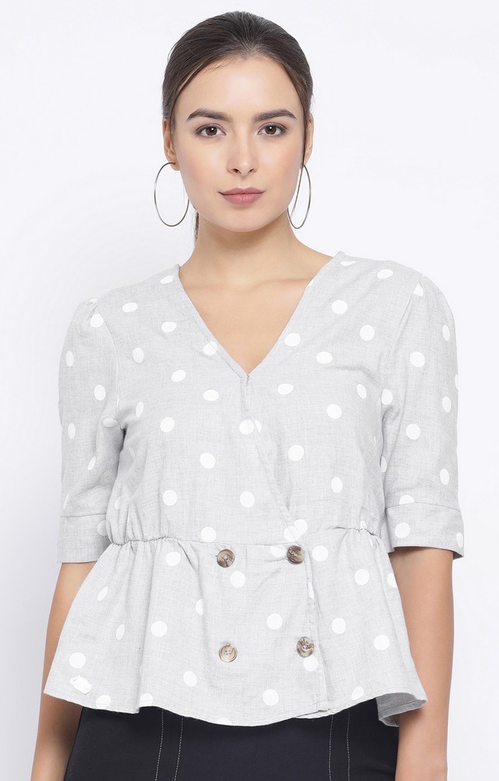 Emerald Solitaire Button Women’S Top