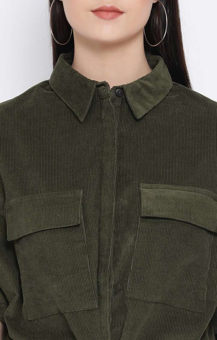 Olive Niventa Corduroy Women’S Jacket