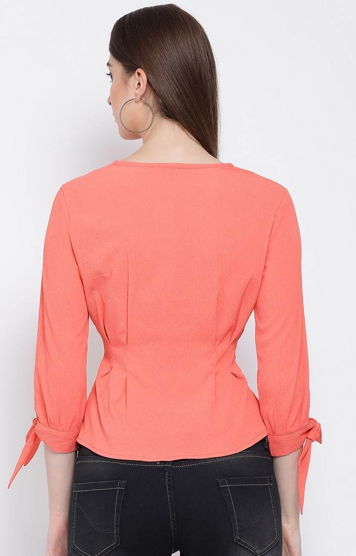 Coral Bright Stylized Women’S Top