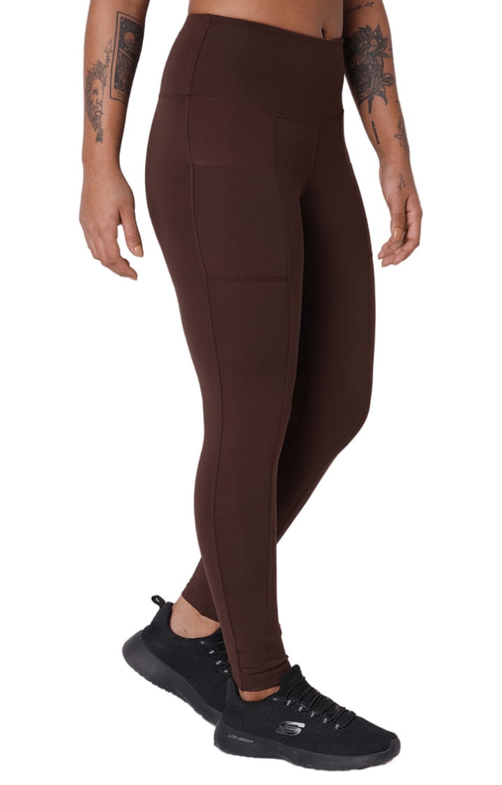 Women's Brown Polyester Activewear Legging