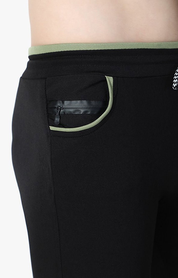 Men's Black Lycra Solid Trackpants