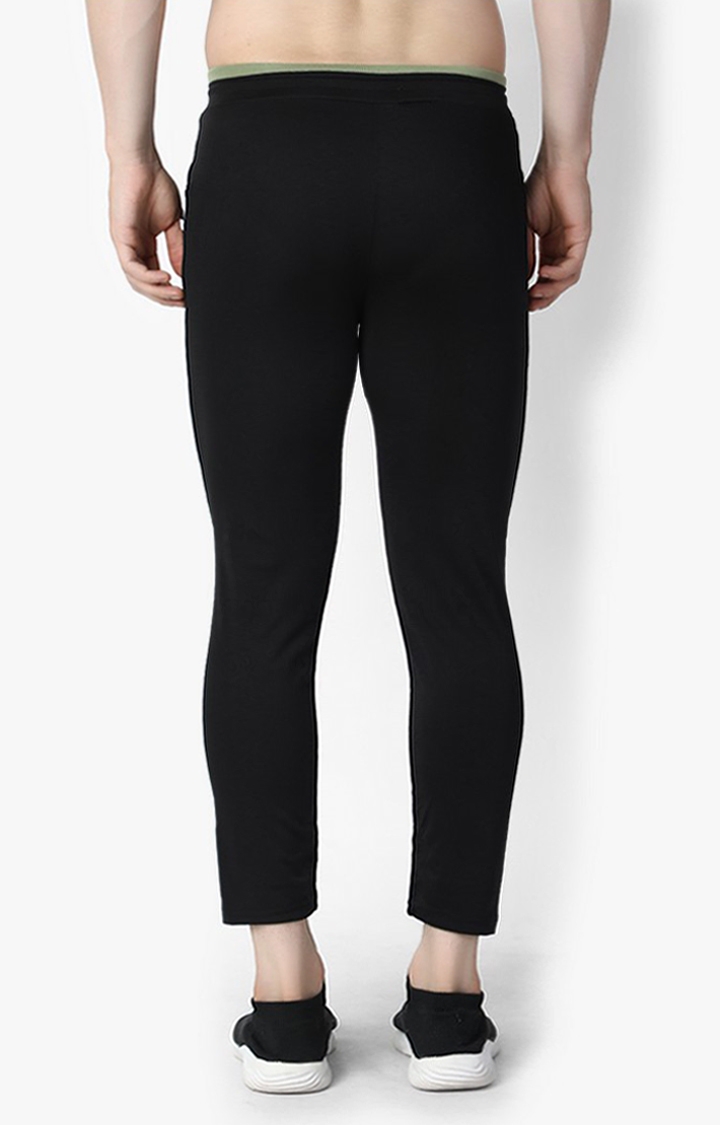 Men's Black Lycra Solid Trackpants