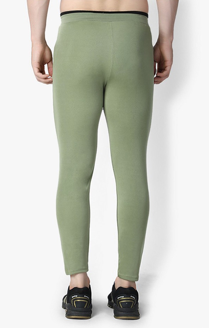 Men's Green Lycra Solid Trackpants