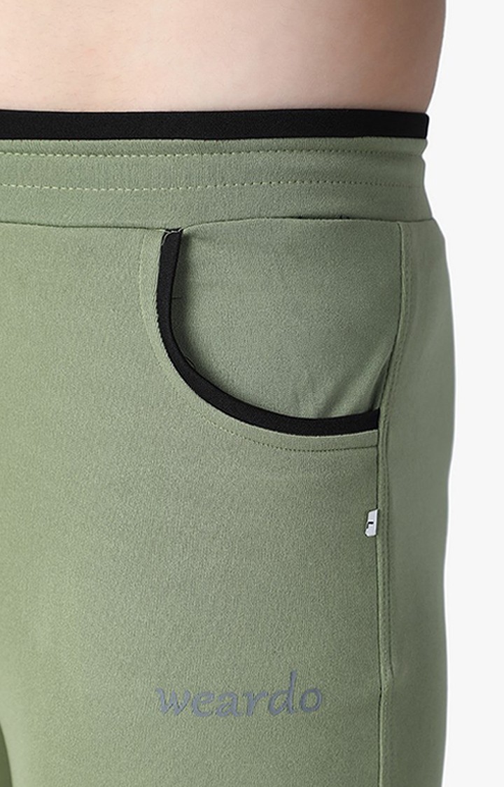 Men's Green Lycra Solid Trackpants