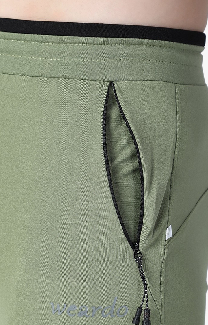 Men's Green Lycra Solid Trackpants