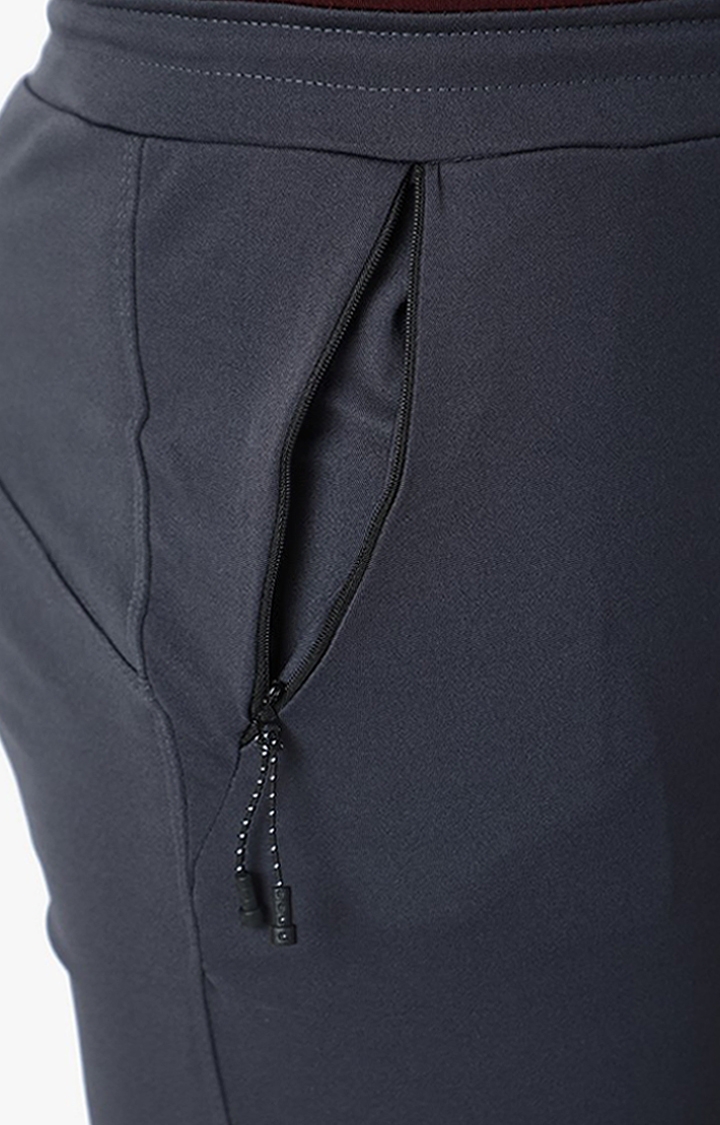 Men's Grey Lycra Solid Trackpants