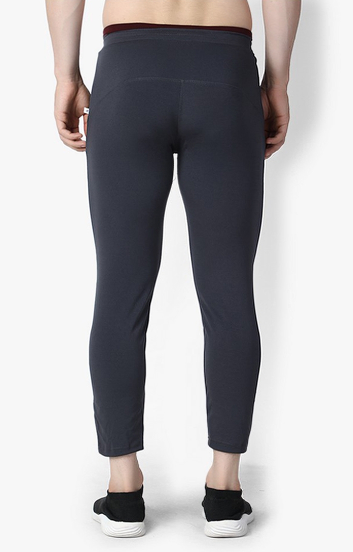 Weardo | Men's Grey Lycra Solid Trackpants 4