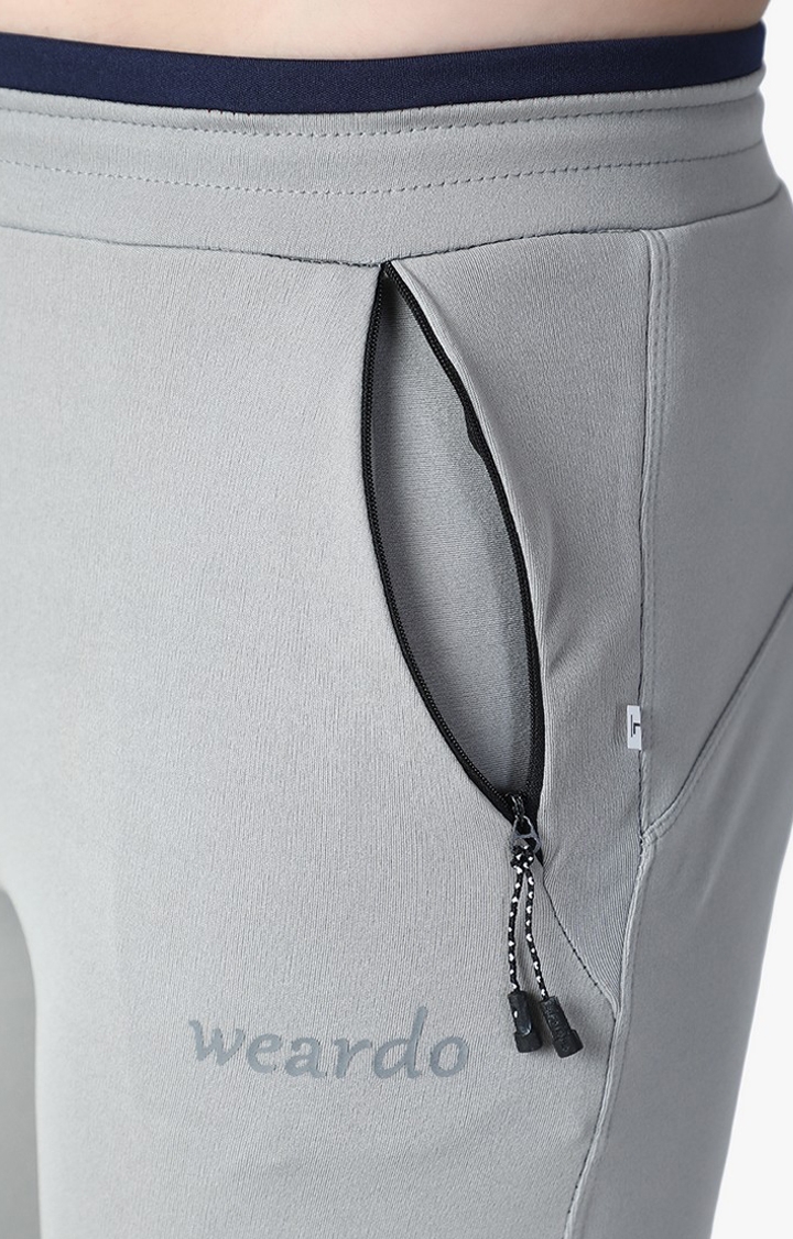 Weardo | Men's Silver Lycra Solid Trackpants 6