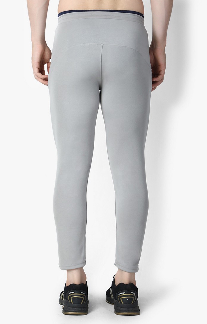 Weardo | Men's Silver Lycra Solid Trackpants 4