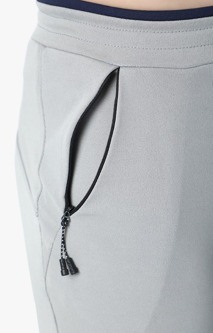 Weardo | Men's Silver Lycra Solid Trackpants 5