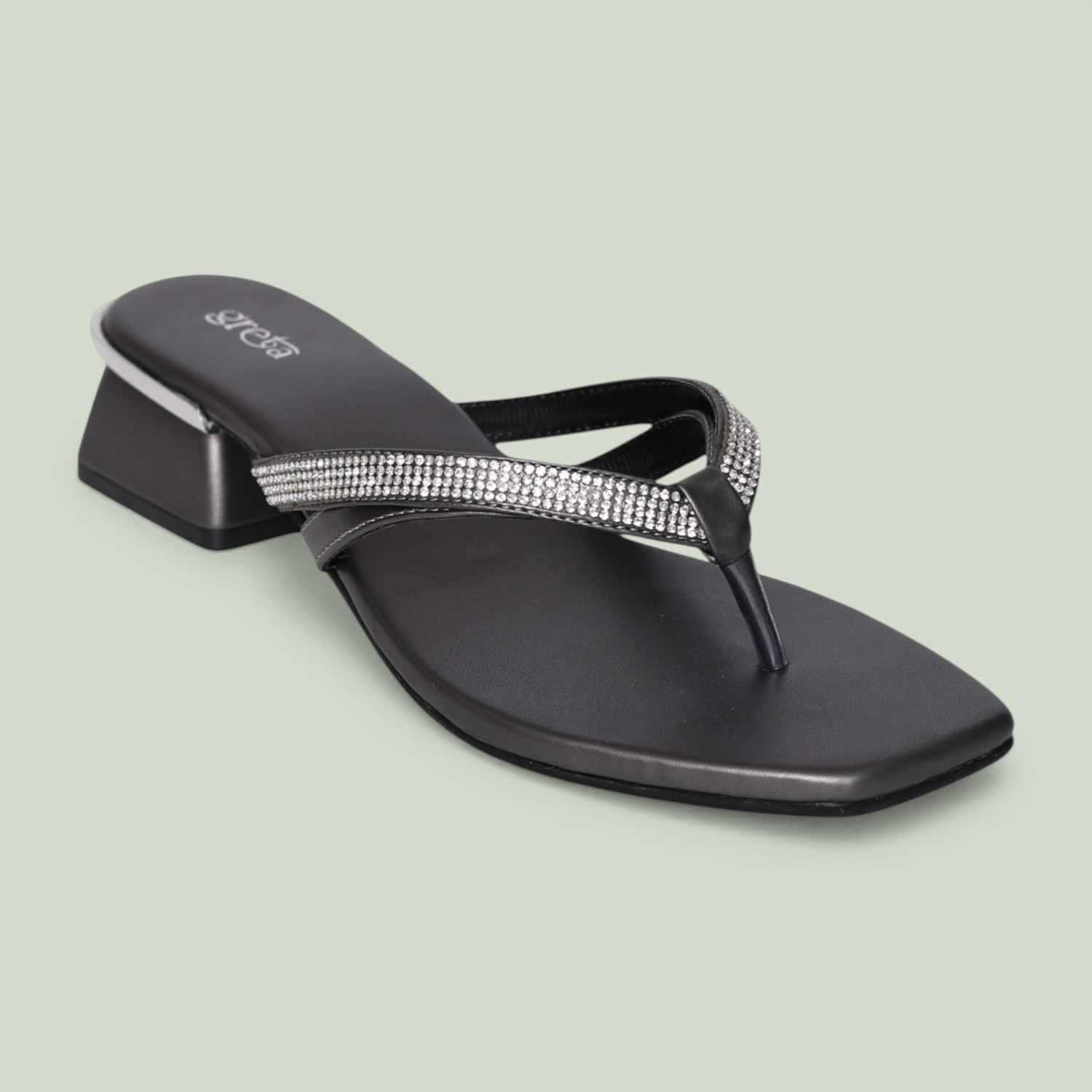 Women’s Elegant Grey Metallic V-Strap Sandals