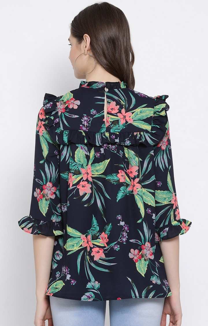 Floral Wave Ruffle Maternity Top