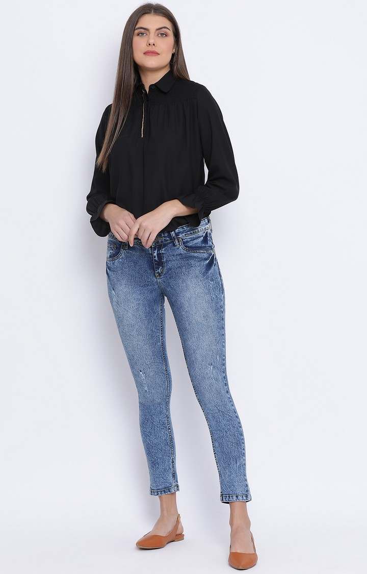 Black Shelly Zipper Women Tunic