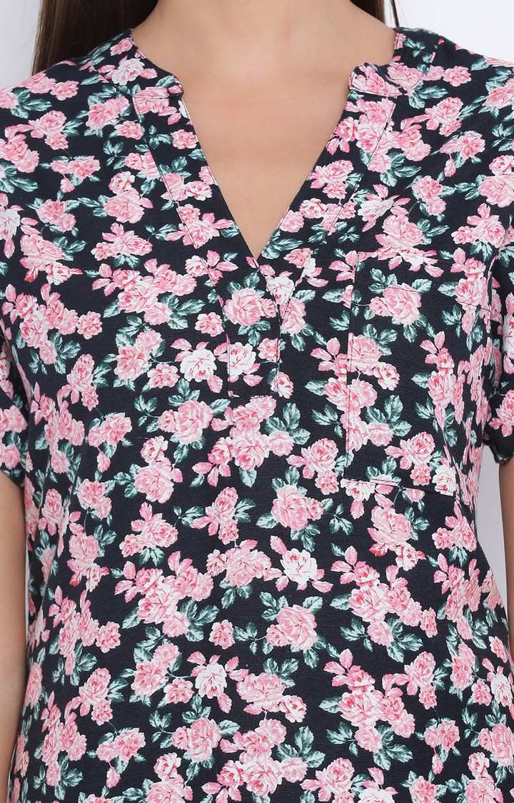 Floral Lamp Turn Women Top
