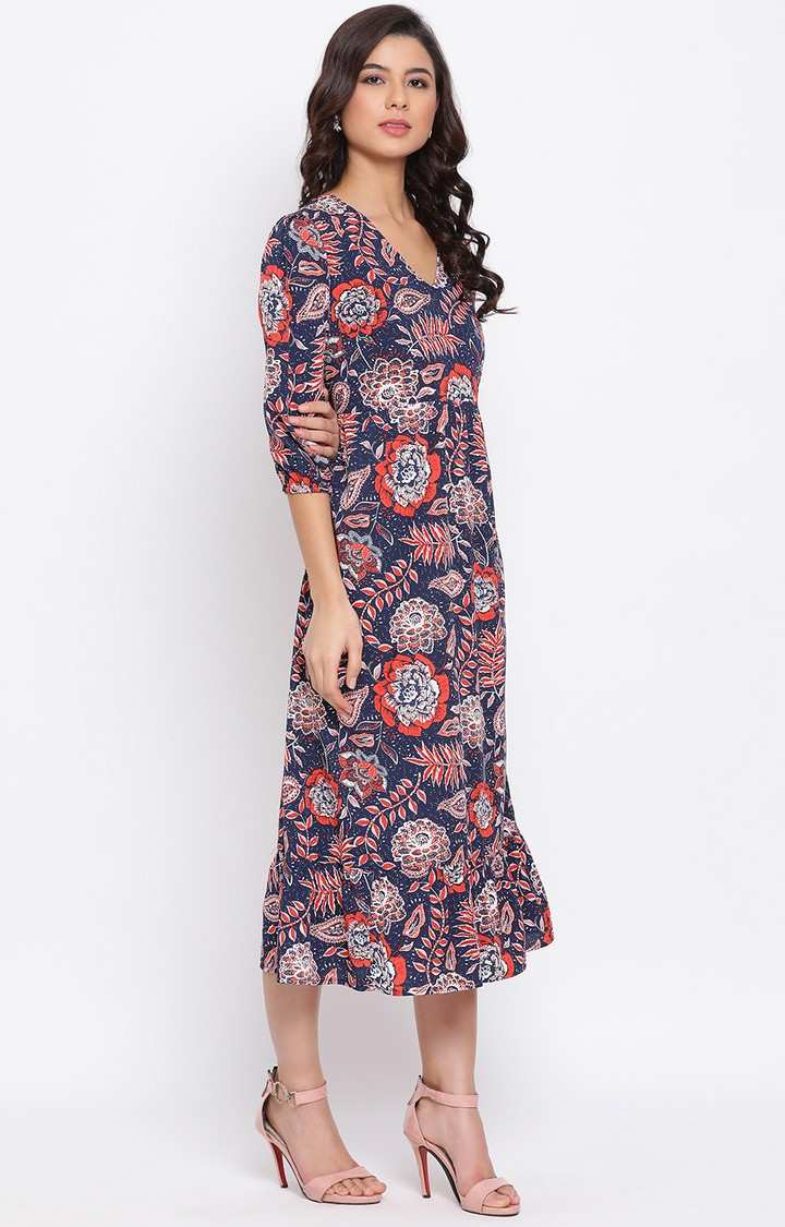 Red Paisley Print Maxi Women Dress