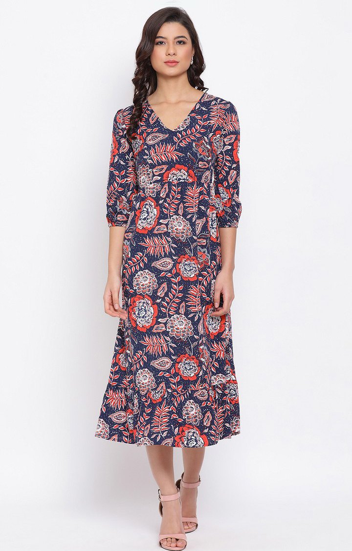 Red Paisley Print Maxi Women Dress
