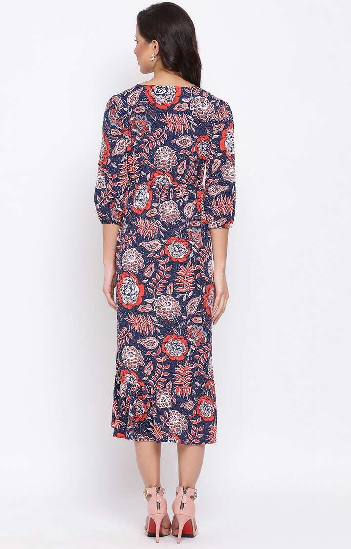 Red Paisley Print Maxi Women Dress