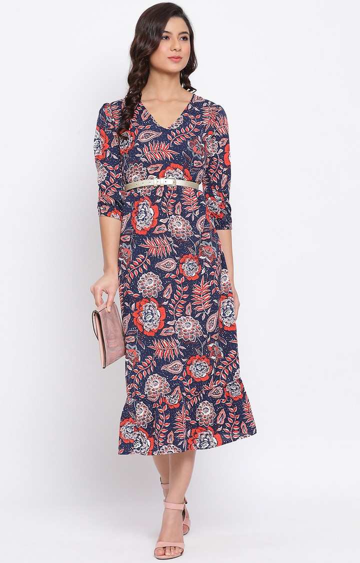 Red Paisley Print Maxi Women Dress