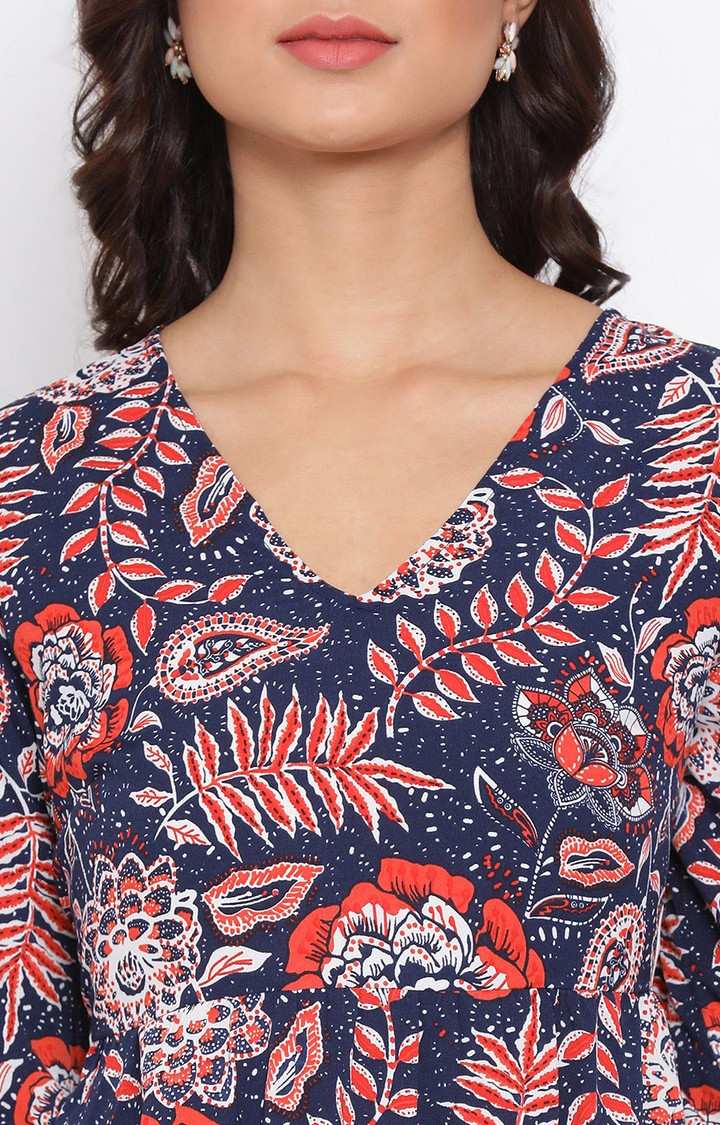 Red Paisley Print Maxi Women Dress