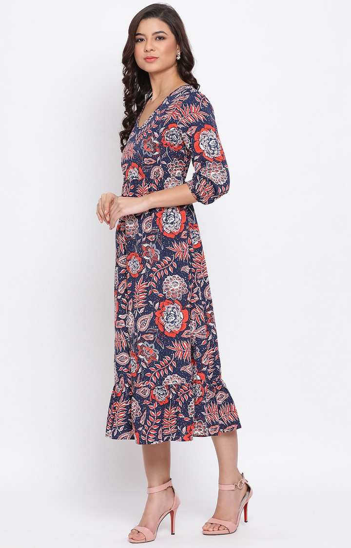 Red Paisley Print Maxi Women Dress