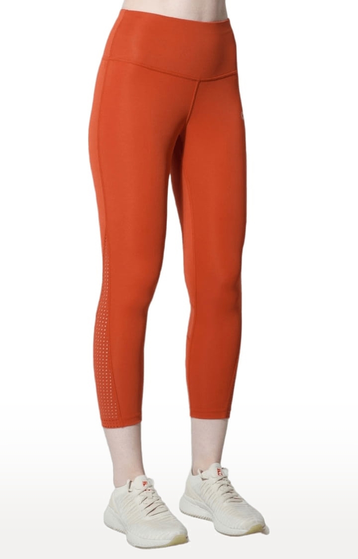 Women's Orange Polyester Activewear Legging - SilverTraq