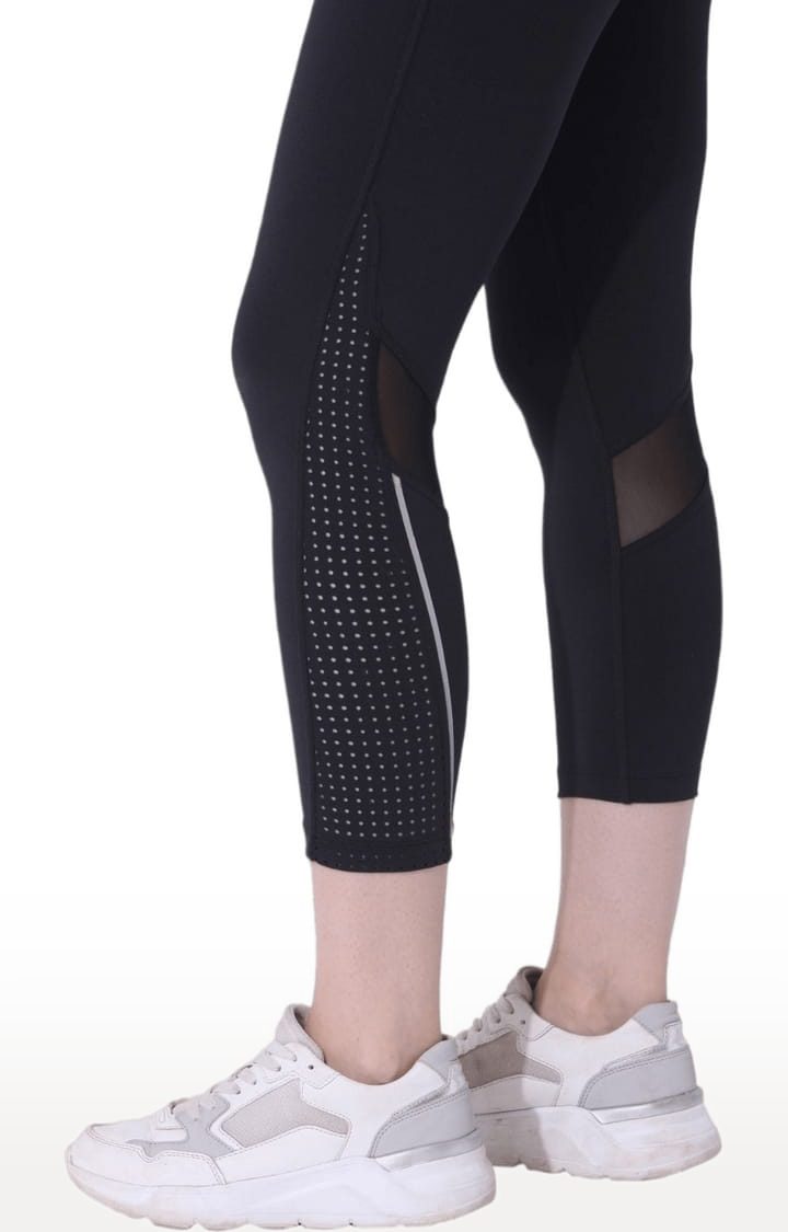 Women's Black Polyester Activewear Legging