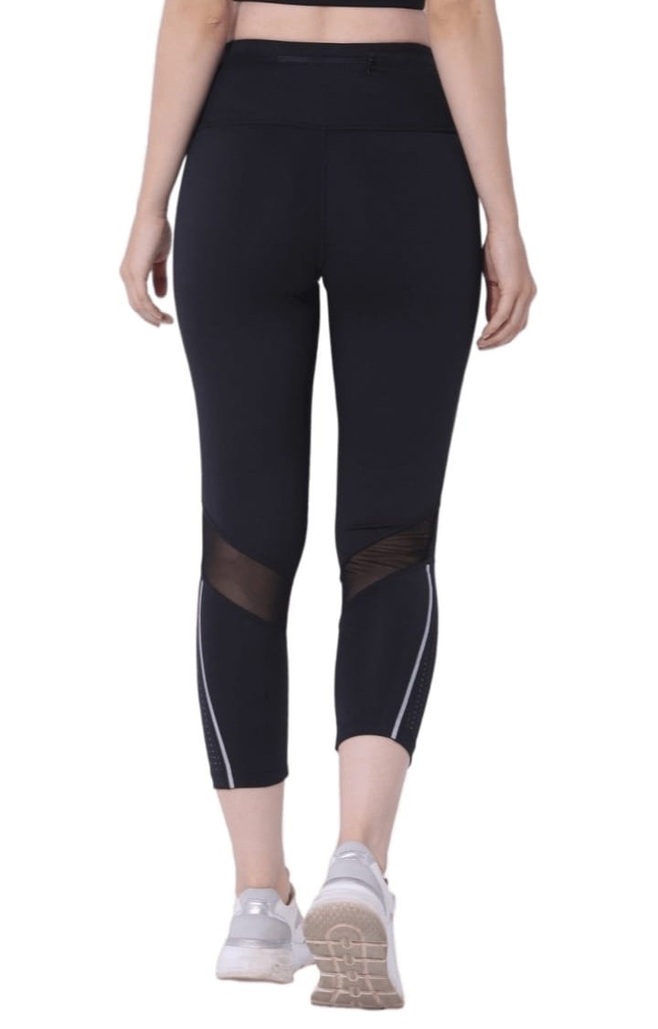Women's Black Polyester Activewear Legging