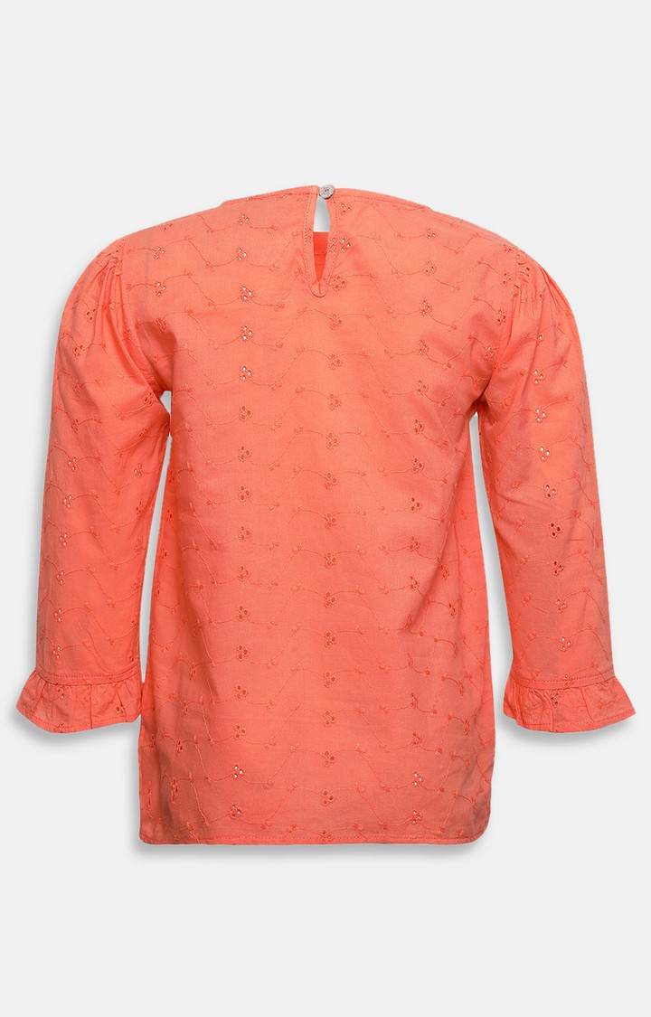Orange Betty Textured Girl’S Top