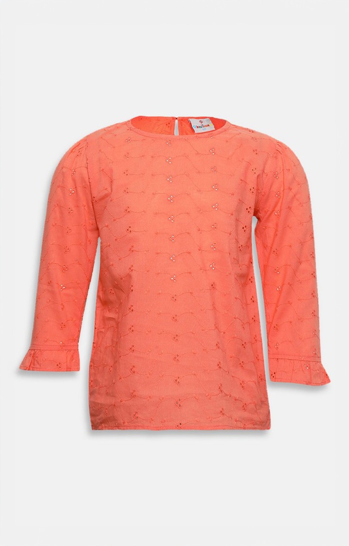 Orange Betty Textured Girl’S Top