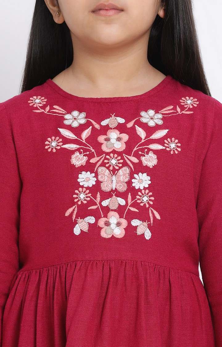 Maroon Debby Embroidered Girl’S Dress