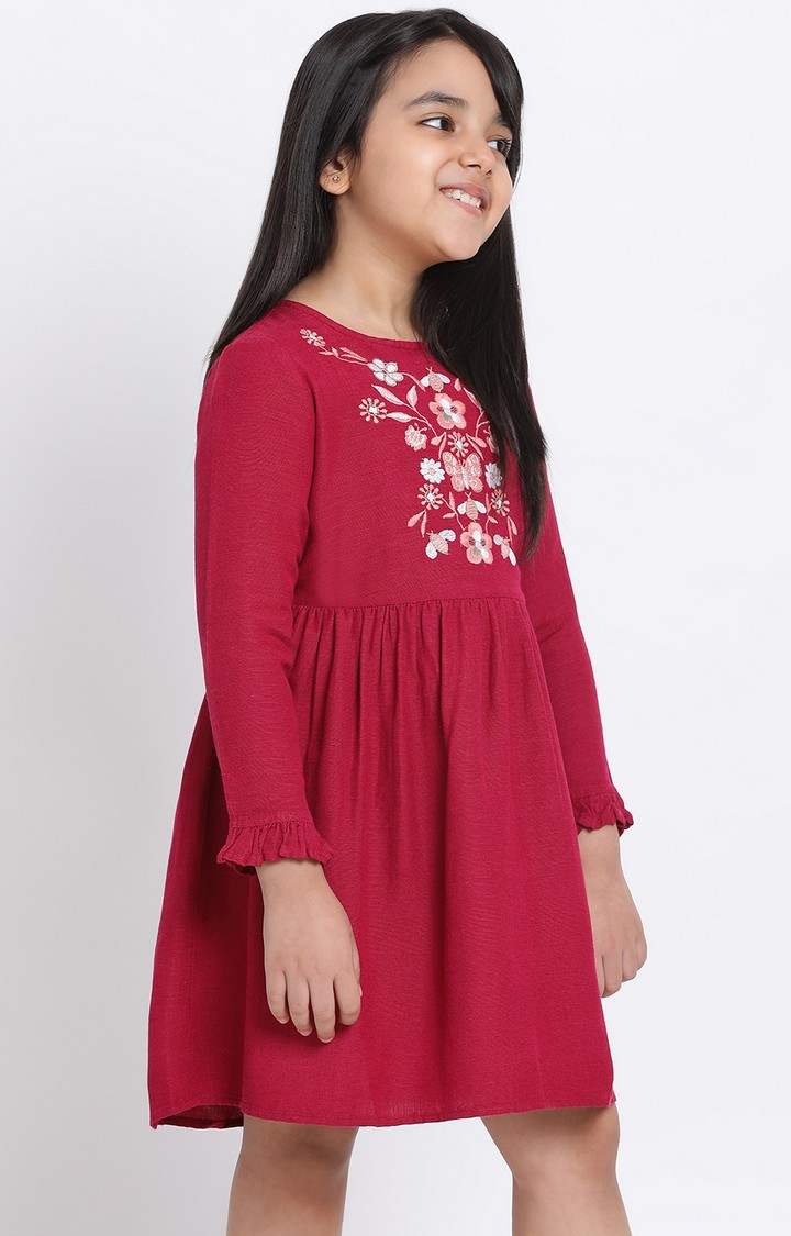 Maroon Debby Embroidered Girl’S Dress