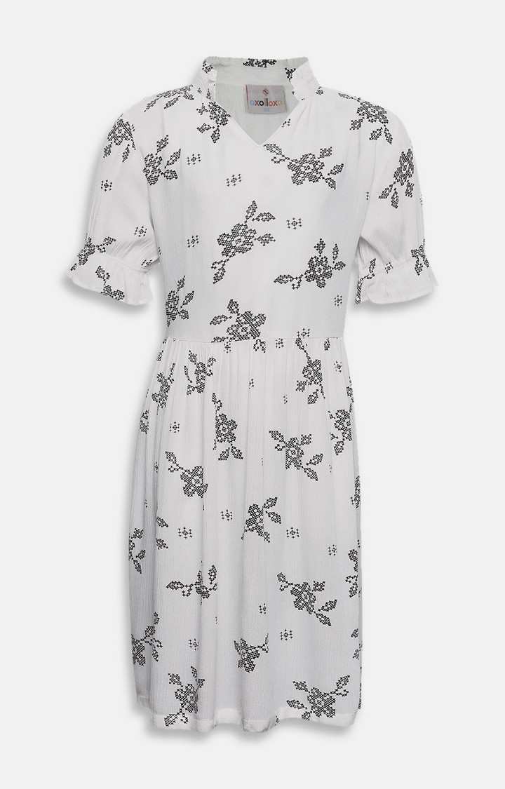 Floral Wave Midi Girl’S Dress
