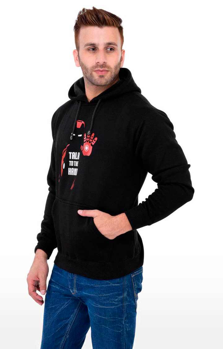 Men's Black Polycotton Printed Hoodies