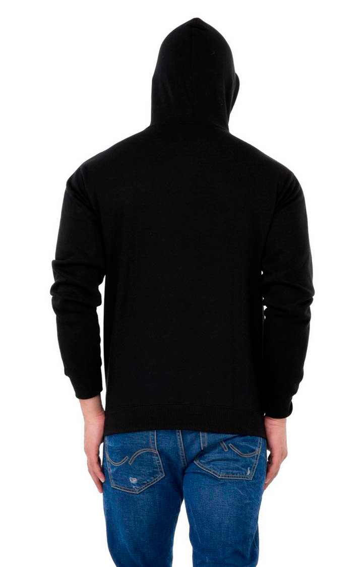 Men's Black Polycotton Printed Hoodies
