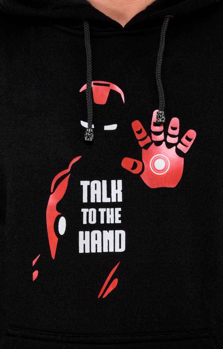 Men's Black Polycotton Printed Hoodies