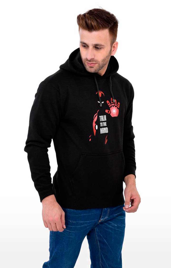 Men's Black Polycotton Printed Hoodies