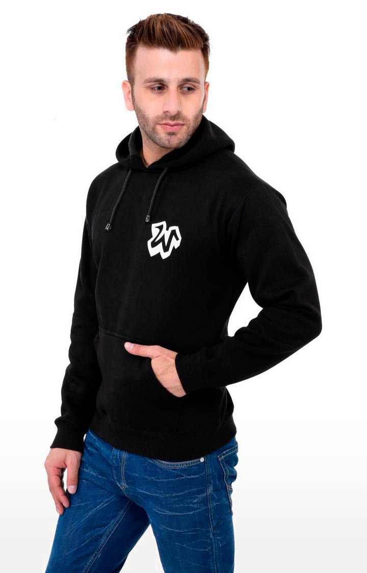 Men's Black Polycotton Printed Hoodies