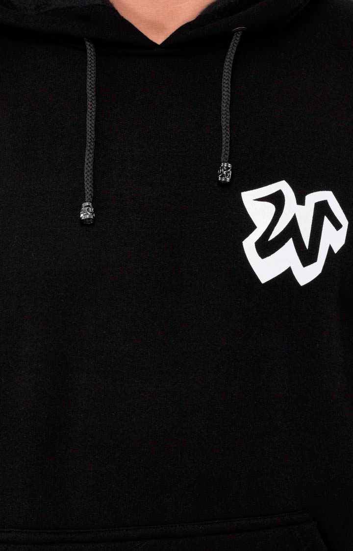 Men's Black Polycotton Printed Hoodies