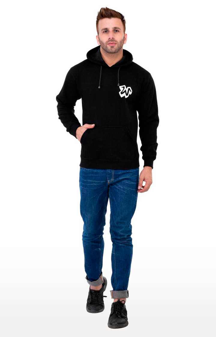 Men's Black Polycotton Printed Hoodies