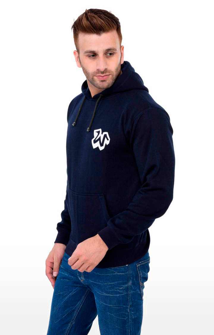 Men's Blue Polycotton Printed Hoodies