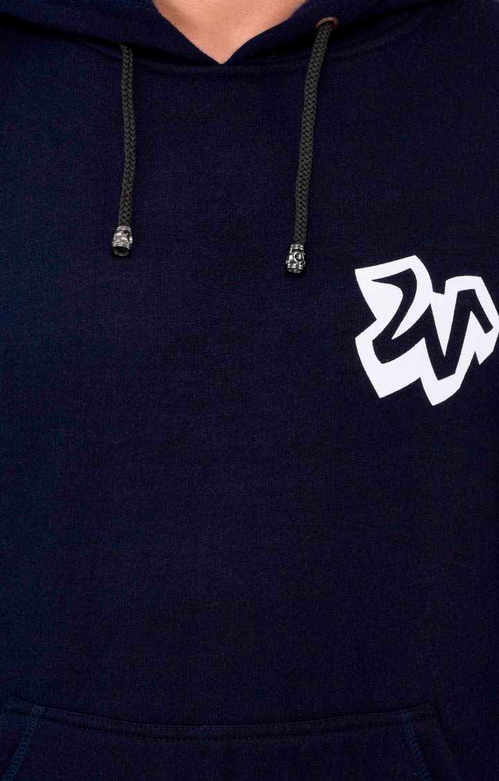 Men's Blue Polycotton Printed Hoodies