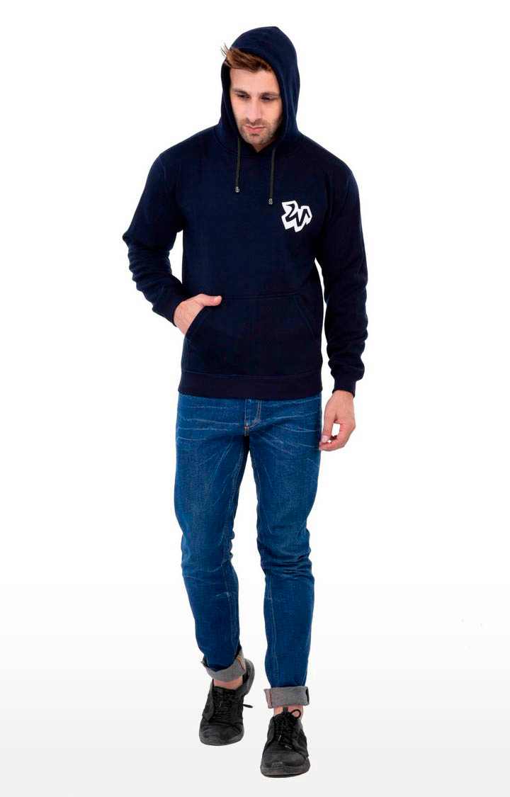 Men's Blue Polycotton Printed Hoodies
