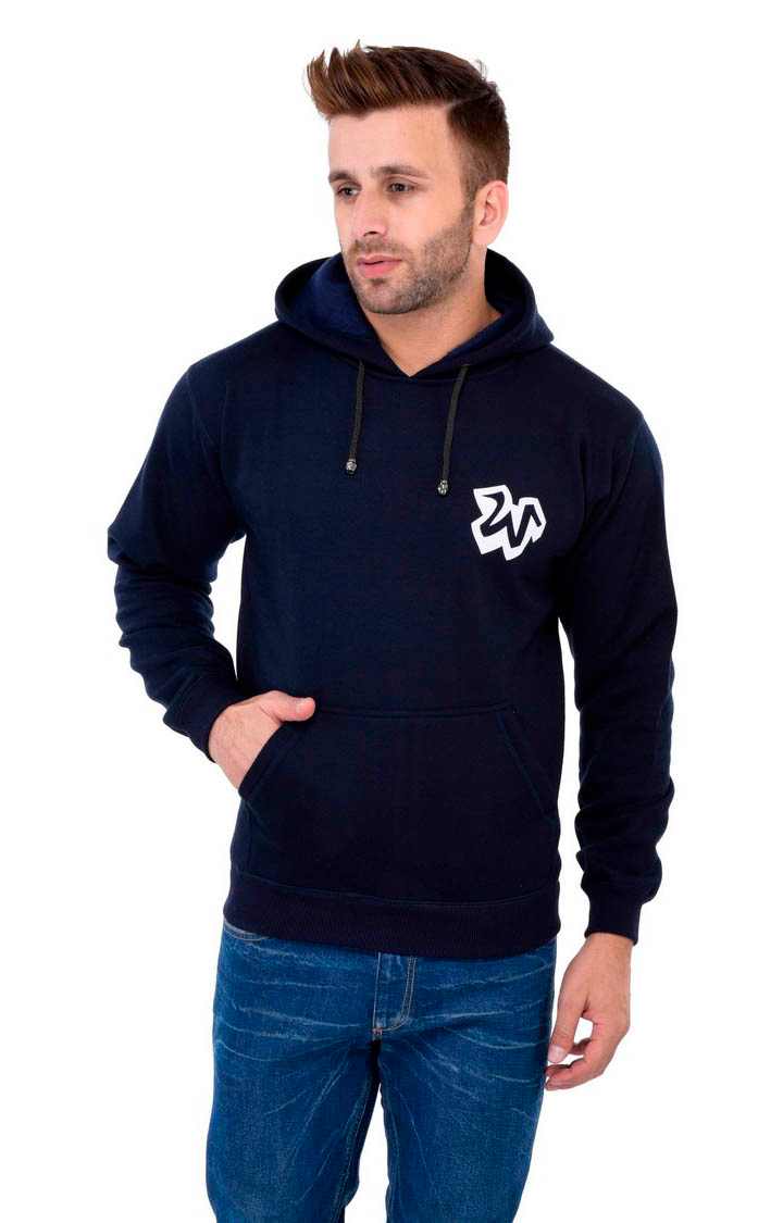 Weardo | Men's Blue Polycotton Printed Hoodies