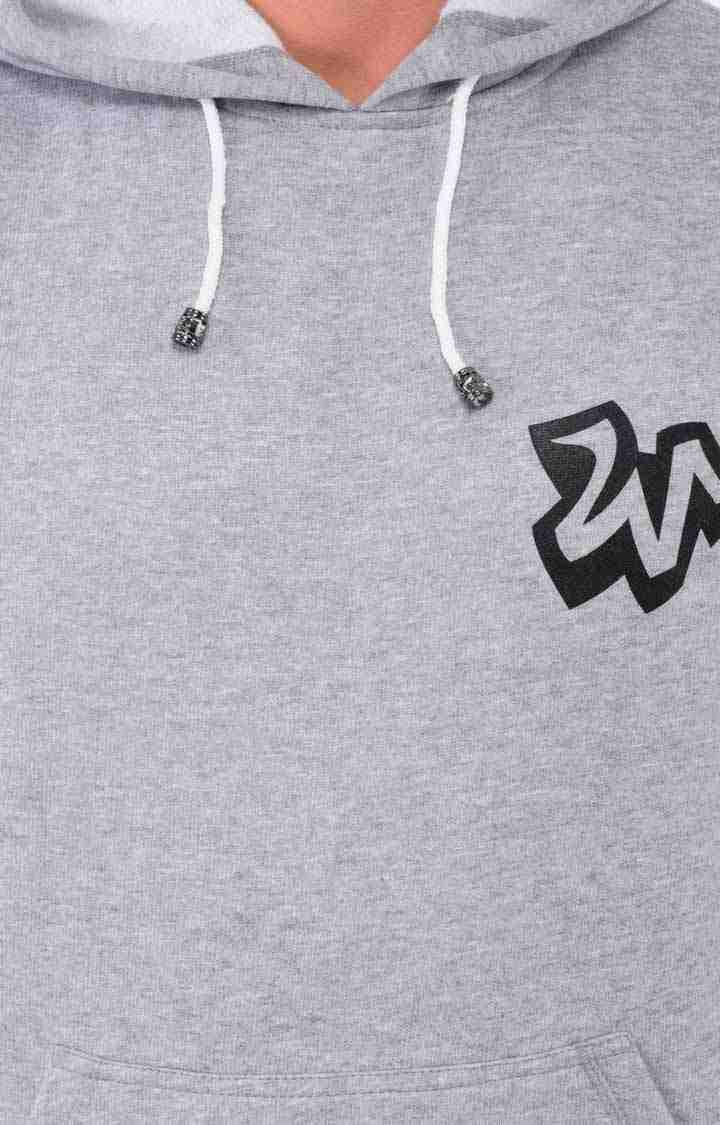 Men's Grey Polycotton Printed Hoodies