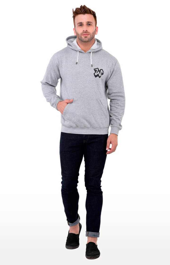 Men's Grey Polycotton Printed Hoodies