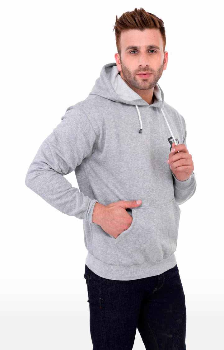 Men's Grey Polycotton Printed Hoodies