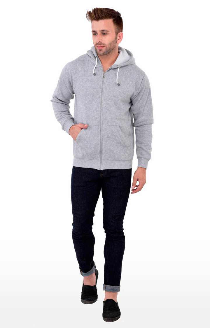 Men's Grey Polycotton Melange Hoodies