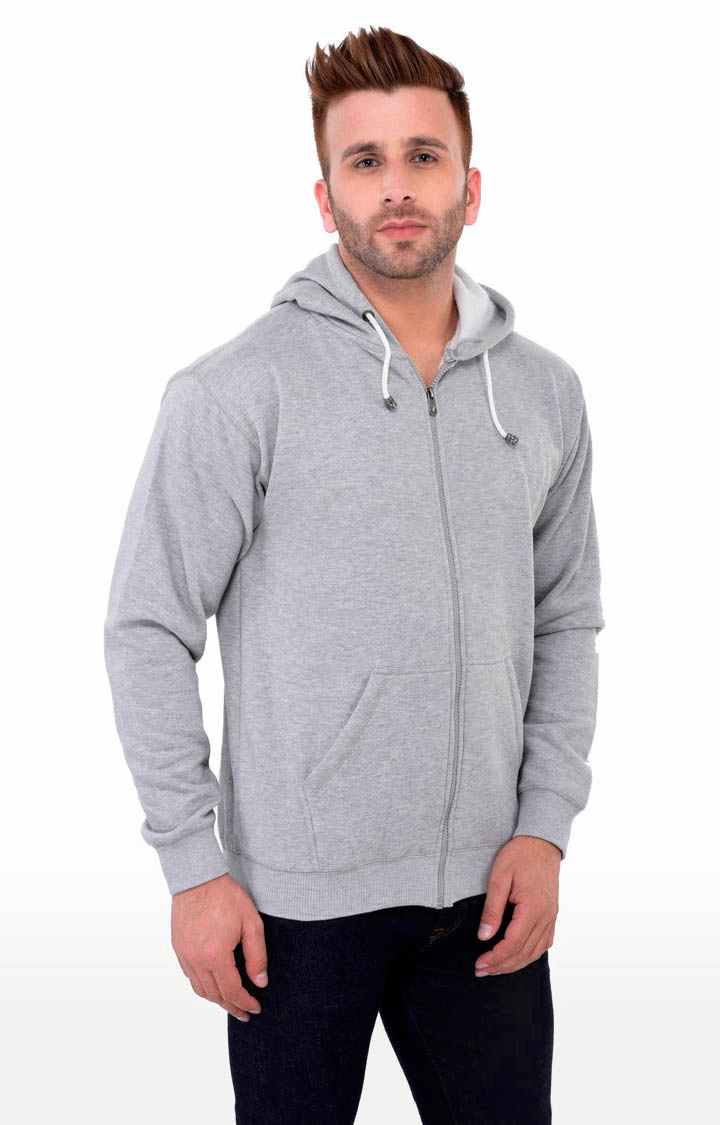 Men's Grey Polycotton Melange Hoodies